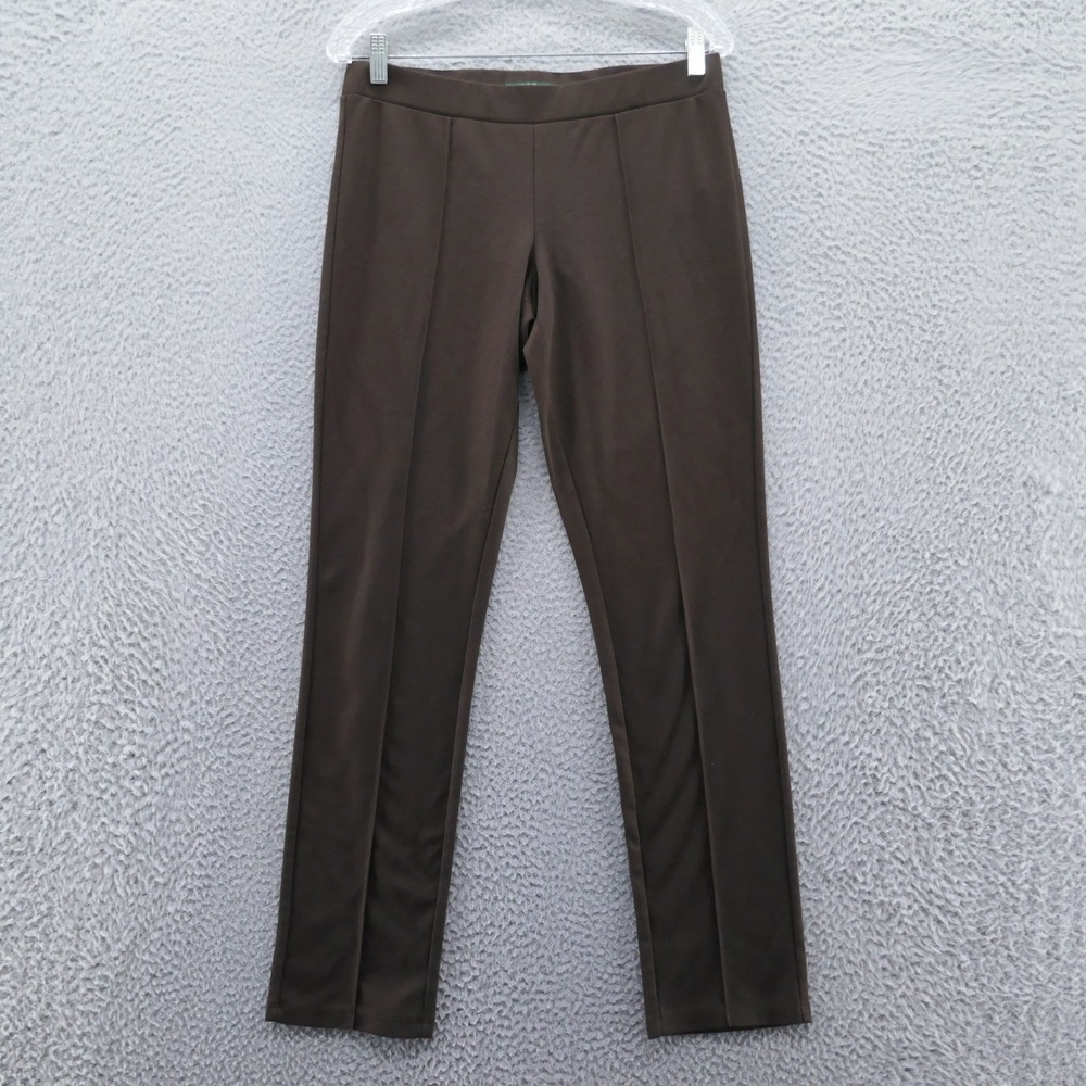 Lauren Ralph‎ Lauren Womens Brown Pull On Slim Leg Knit Pants Creased Size M